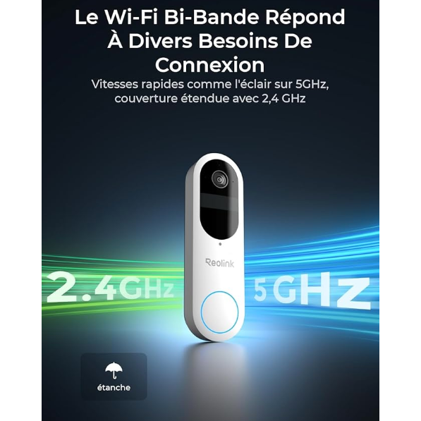 Reolink-Caméra Sonnette 2K sans Fil avec Batterie