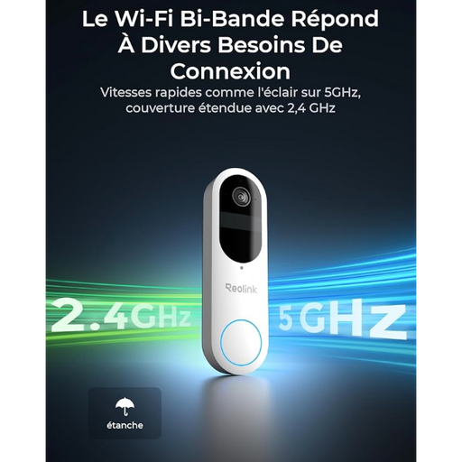 Reolink-Caméra Sonnette 2K sans Fil avec Batterie