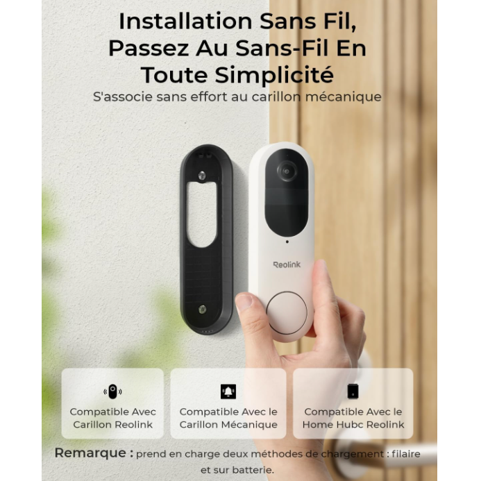 Reolink-Caméra Sonnette 2K sans Fil avec Batterie