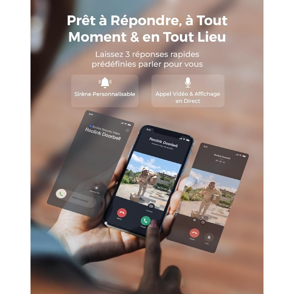 Reolink-Caméra Sonnette 2K sans Fil avec Batterie