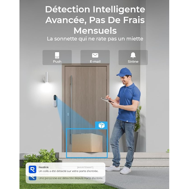 Reolink-Caméra Sonnette 2K sans Fil avec Batterie
