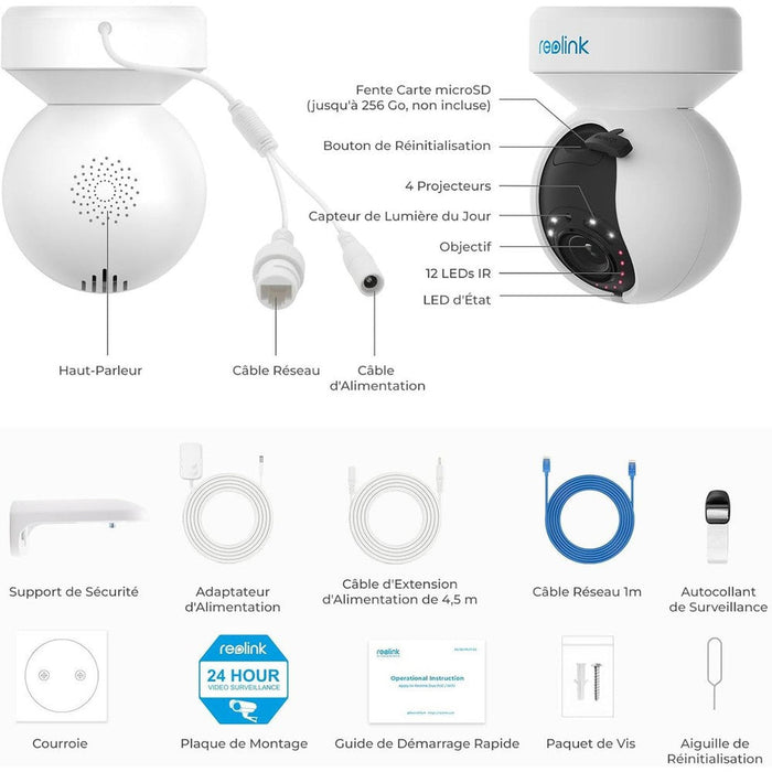 Reolink E1 outdoor - Caméra Wifi 5MP 360° avec suivi automatique - Détection intelligente
