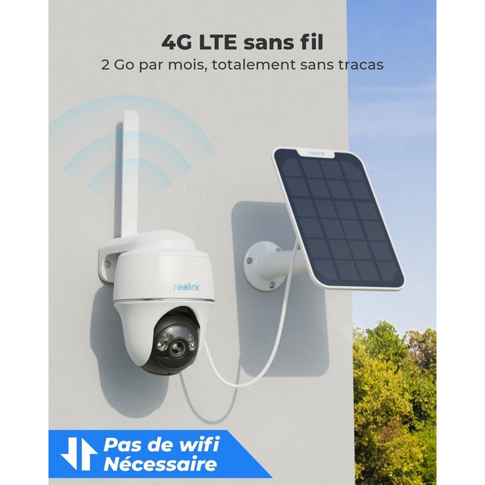 Reolink Go PT Plus - Caméra solaire 4G autonome 5MP 360° avec carte SD 32Go inclus - Détection intelligente