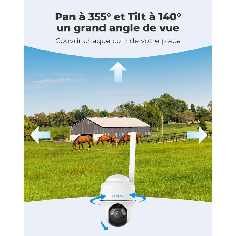 Reolink Go PT Plus - Caméra solaire 4G autonome 5MP 360° - Détection intelligente