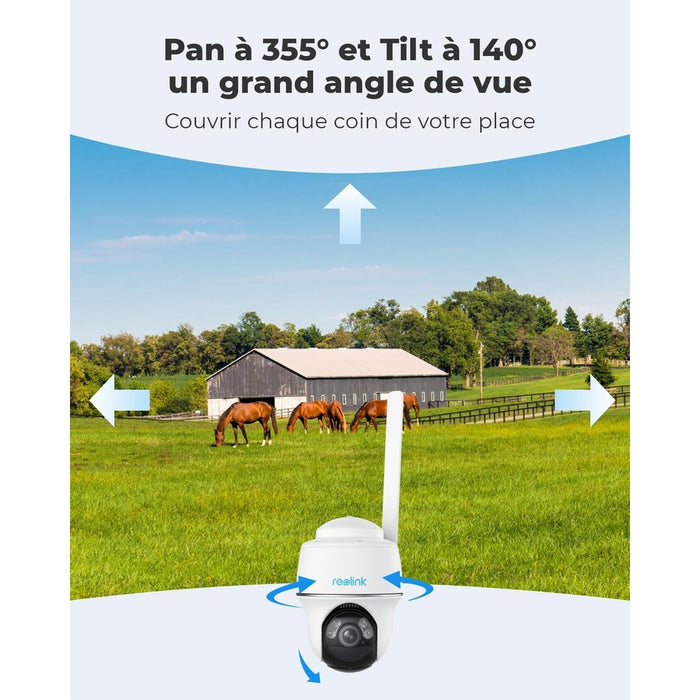 Reolink Go PT Plus - Caméra solaire 4G autonome 5MP 360° avec carte SD 32Go inclus - Détection intelligente