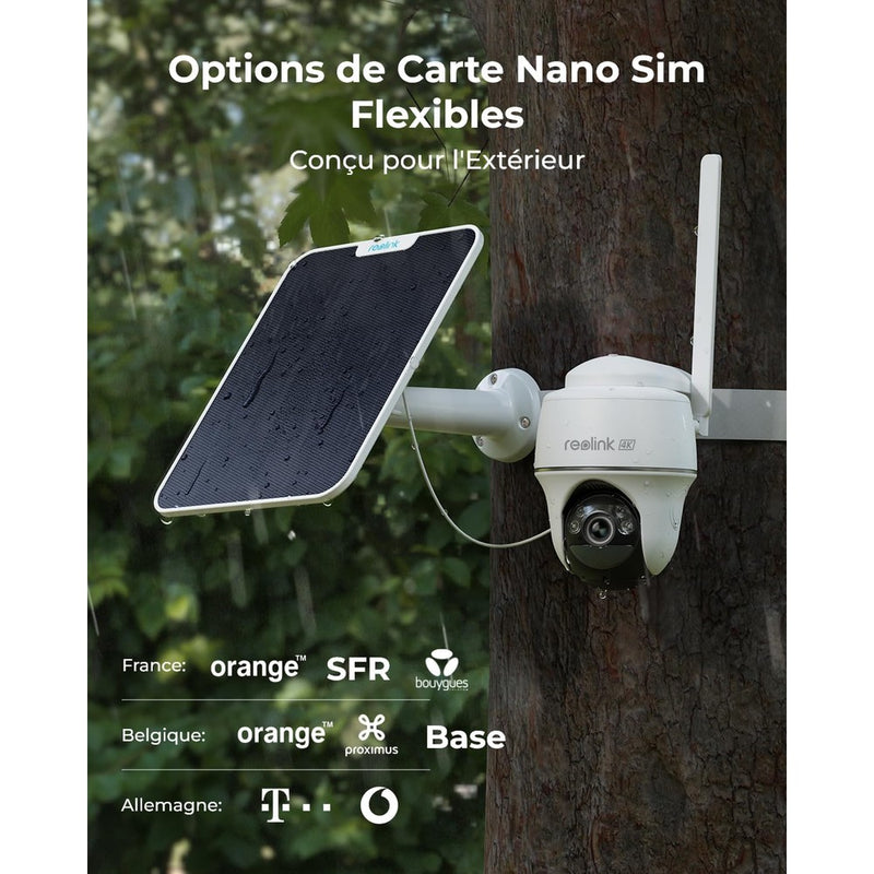 Reolink Go PT Ultra - Caméra solaire 4G autonome 8MP 360° - Détection intelligente