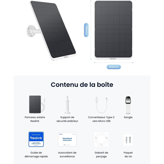 Reolink - Panneau solaire 12W pour caméra