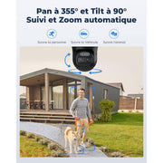 Reolink TrackMix - Caméra solaire Wifi 2K 4MP, double objectif 360° - Suivi de mouvement et zoom automatique