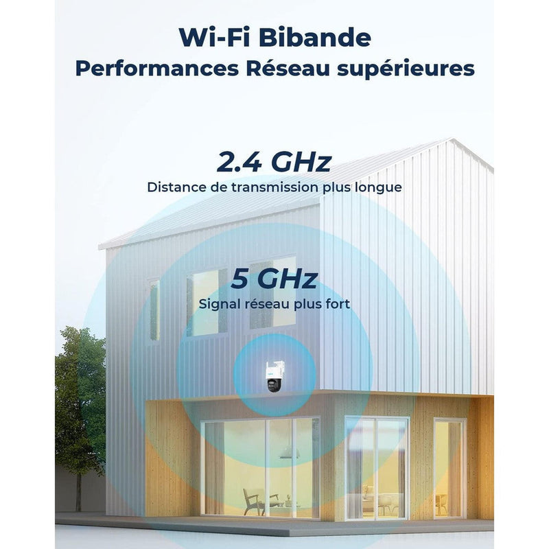 Reolink TrackMix - Caméra solaire Wifi 2K 4MP, double objectif 360° - Suivi de mouvement et zoom automatique
