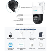 Reolink TrackMix - Caméra solaire Wifi 2K 4MP, double objectif 360° - Suivi de mouvement et zoom automatique