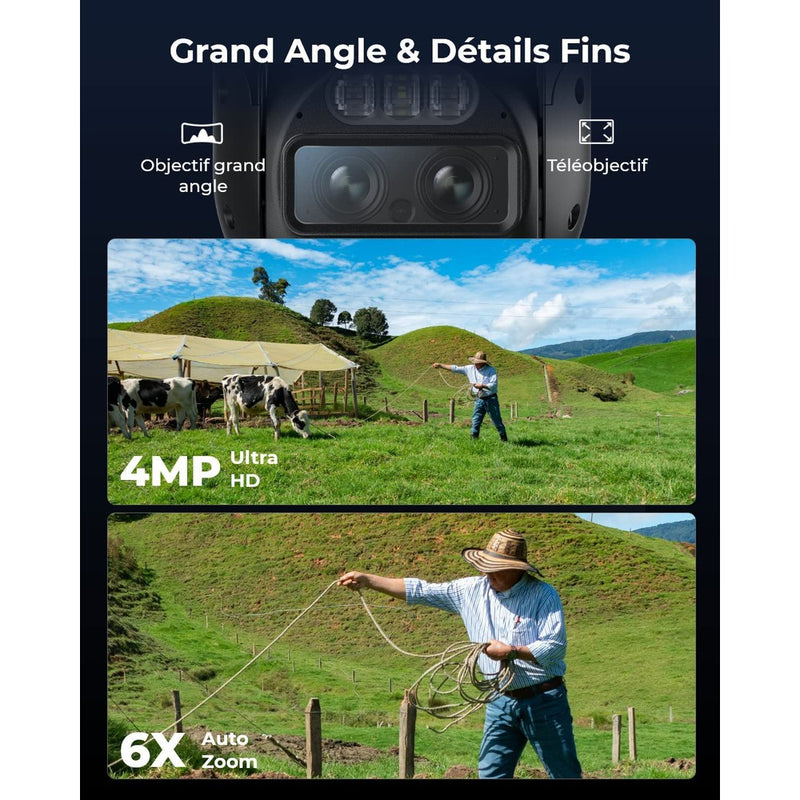 Reolink TrackMix LTE - Caméra solaire 4G 2K 4MP double objectif 360° - Suivi de mouvement et zoom automatique