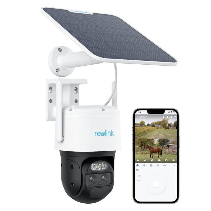 Reolink TrackMix LTE - Caméra solaire 4G 2K 4MP double objectif 360° - Suivi de mouvement et zoom automatique