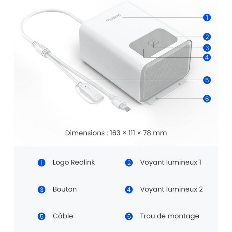 Reolink RLA-BP1 - Batterie 12800mAh Utilisation Extérieure