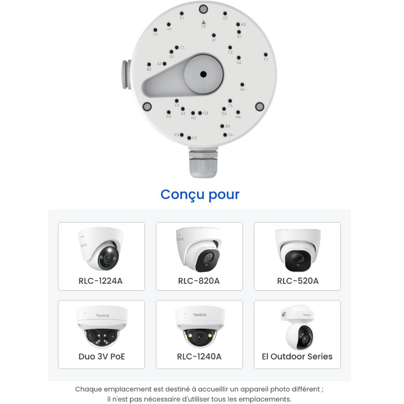 Reolink RLA-JBL1 / D20 - Boitier de jonction aluminium pour caméras dôme et PTZ