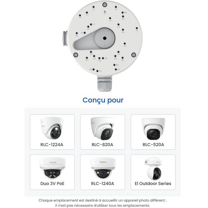 Reolink RLA-JBL1 / D20 - Boitier de jonction aluminium pour caméras dôme et PTZ