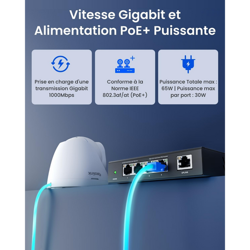 Reolink RLA-PS1E - Switch POE GB 4 Ports