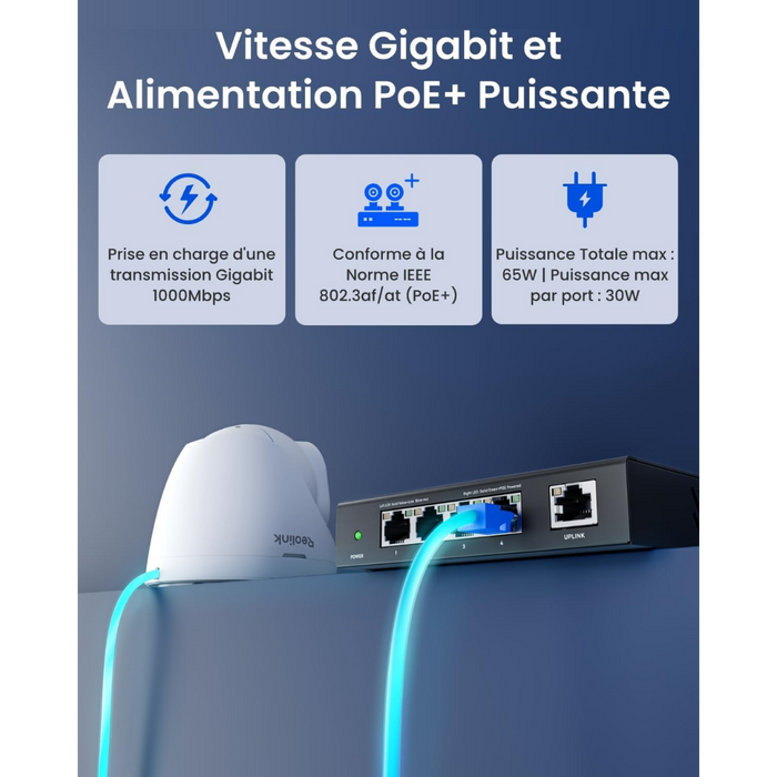 Reolink RLA-PS1E - Switch POE GB 4 Ports
