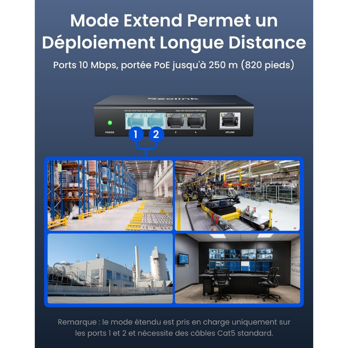 Reolink RLA-PS1E - Switch POE GB 4 Ports