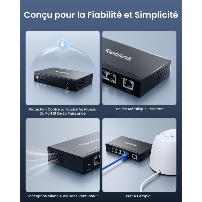 Reolink RLA-PS1E - Switch POE GB 4 Ports