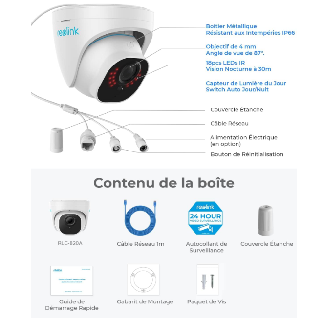 Reolink RLC-820A - Caméra POE étanche 8MP