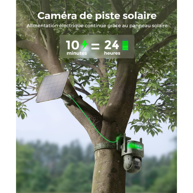 Reolink TrackMix LTE Camouflage - Caméra solaire 4G 2K 8MP avec carte SD Kingston 64Go inclus, double objectif 360° - Suivi de mouvement et zoom automatique-Tektek