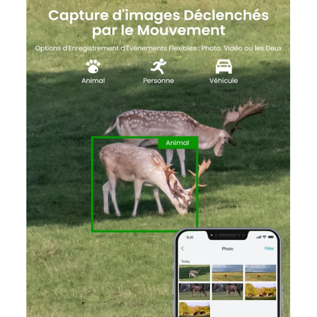 Reolink TrackMix LTE Camouflage - Caméra solaire 4K 8MP, double objectif 360° - Suivi de mouvement et zoom automatique