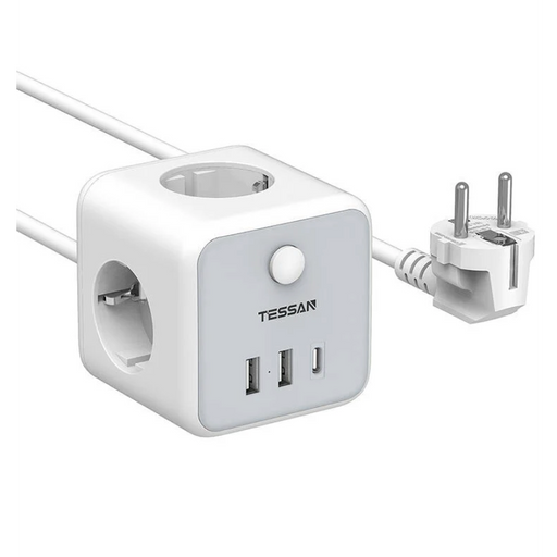Tessan-Multiprise Cube avec 3 prises + 3 USB