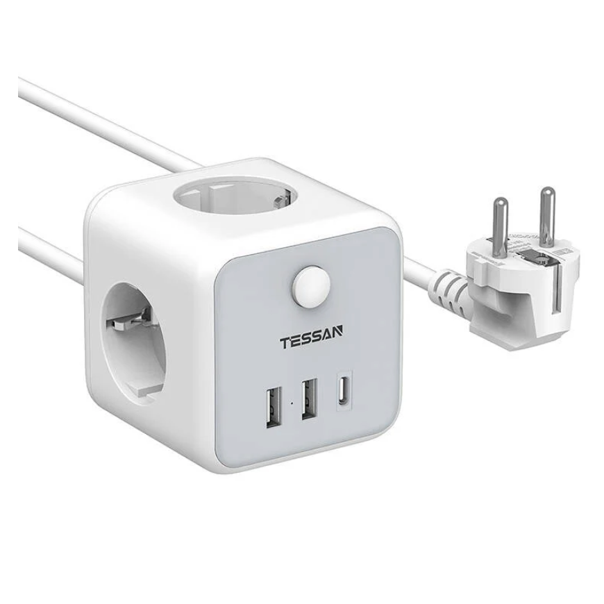 Tessan-Multiprise Cube avec 3 prises + 3 USB
