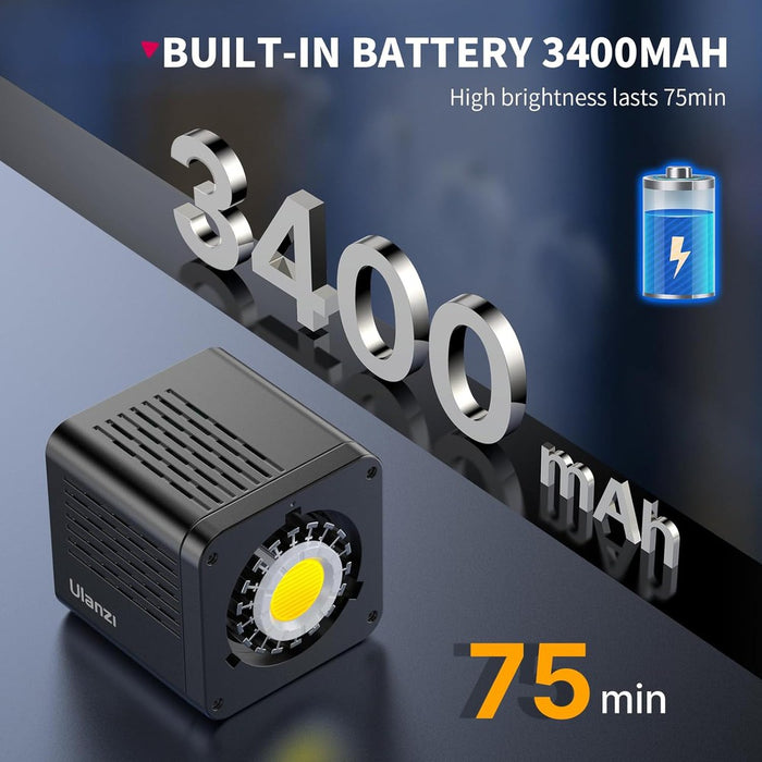 Ulanzi LT028 - Lampe LED COB 40W 2500-6500K rechargeable, avec 8 Effets de lumière