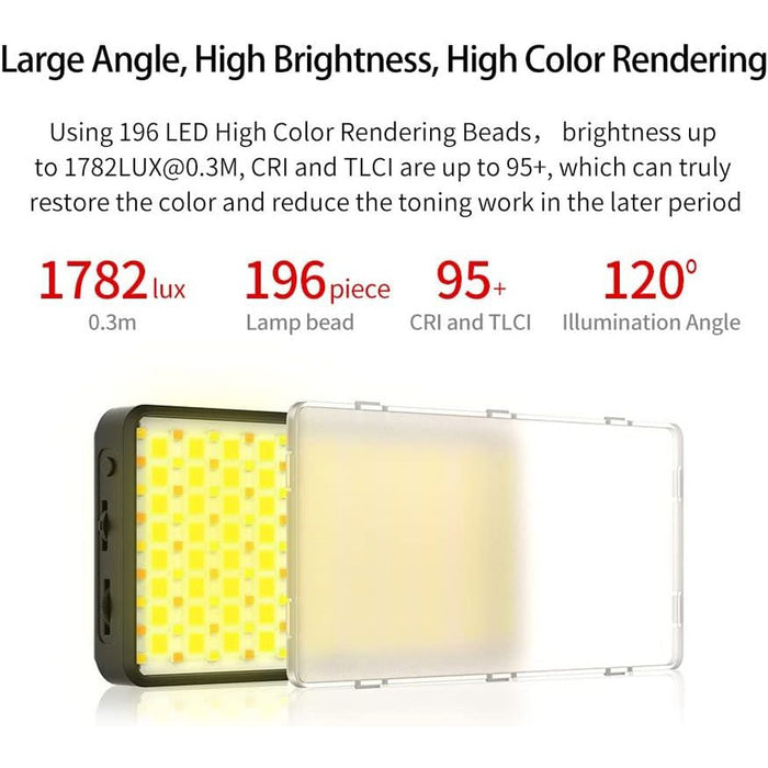 Ulanzi VL196 - Lampe LED RGB multicolore rechargeable pour vidéo