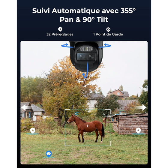 Reolink TrackMix LTE - Caméra solaire 4G 2K 4MP avec carte SD Kingston 64Go inclus, double objectif 360° - Suivi de mouvement et zoom automatique