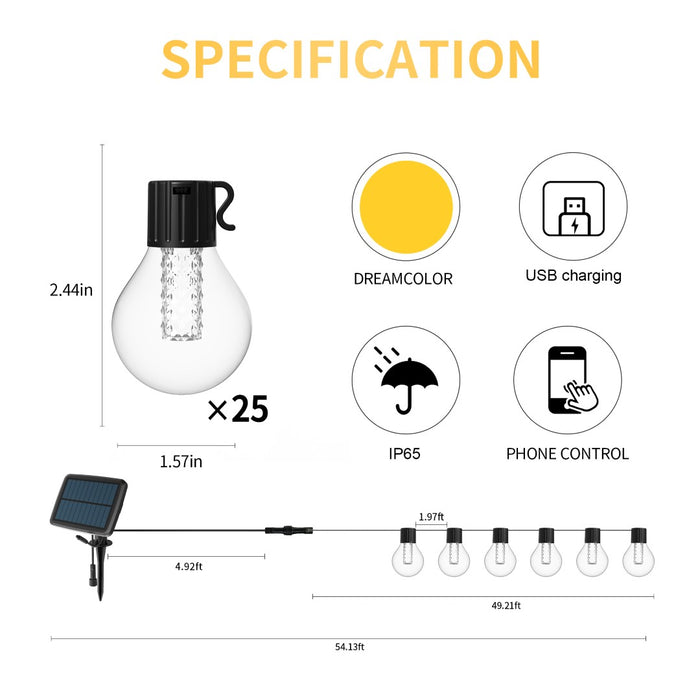 Guirlande solaire CCT 15m 25 ampoules avec télécommande
