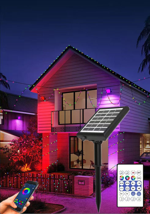 Guirlande solaire multicolore dynamique 20m