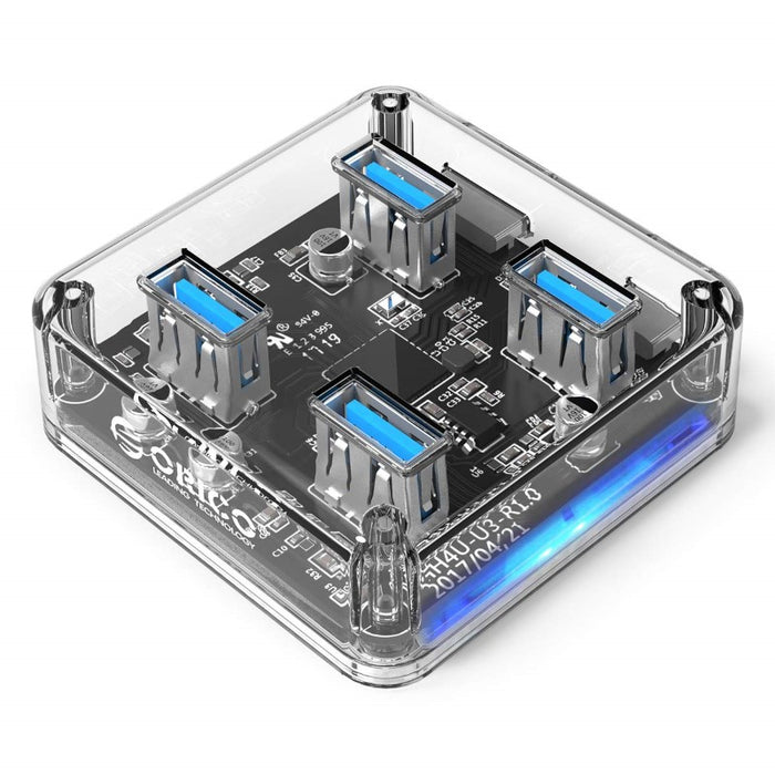 ORICO - Hub carré 4 ports USB 3.0, transparent