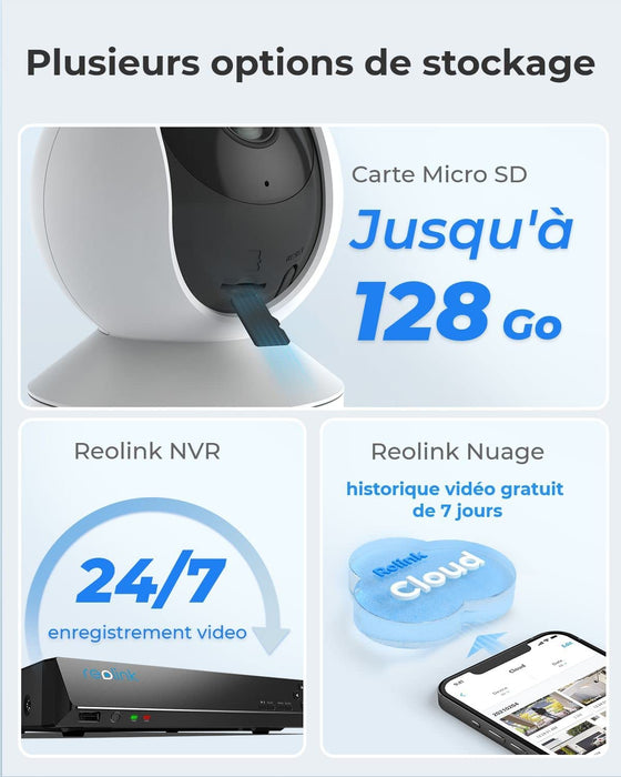 Reolink E1 - Caméra WiFi Intérieure 360° 3MP - Détection humains/animaux