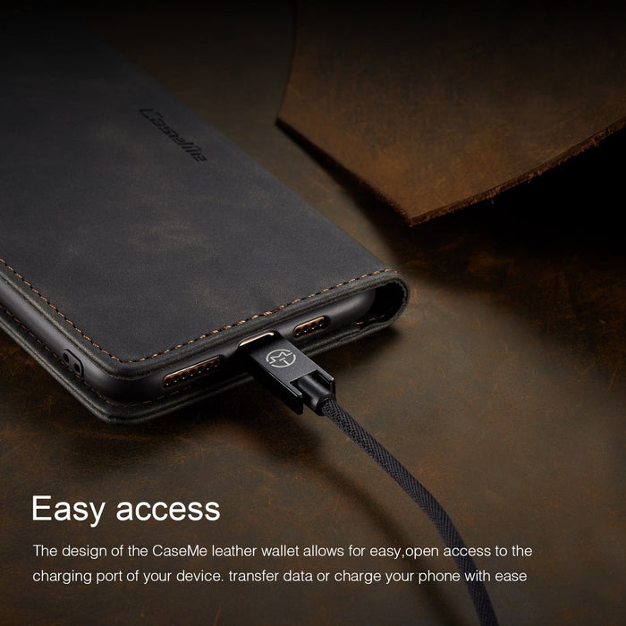 CaseMe - Etui Xiaomi en cuir, magnétique Noir