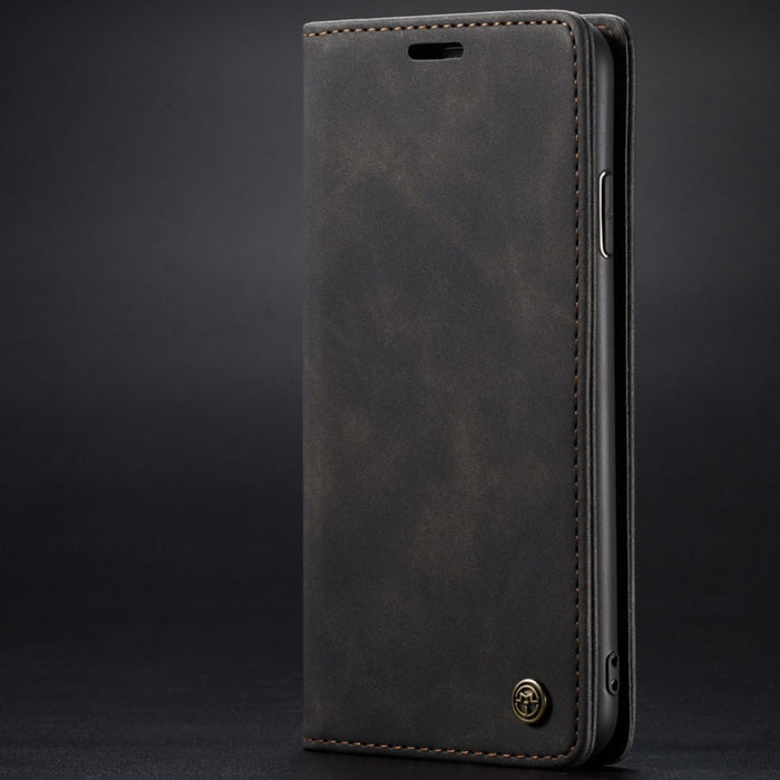 CaseMe - Etui Samsung en cuir, magnétique Noir