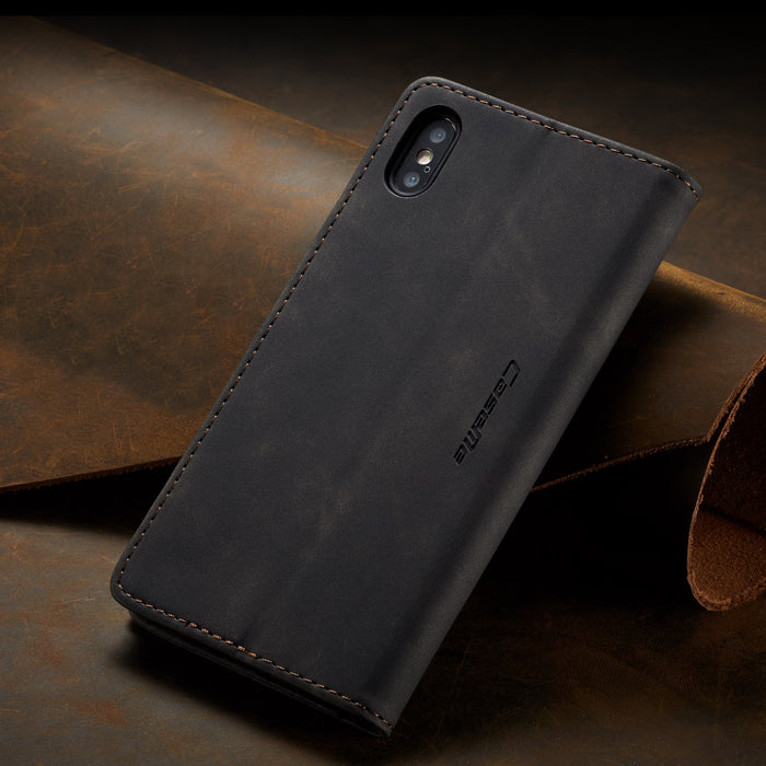 CaseMe - Etui Samsung en cuir, magnétique Noir