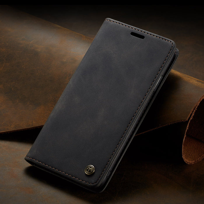 CaseMe - Etui iPhone en cuir, magnétique Noir