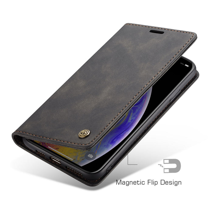 CaseMe - Etui Samsung en cuir, magnétique Noir