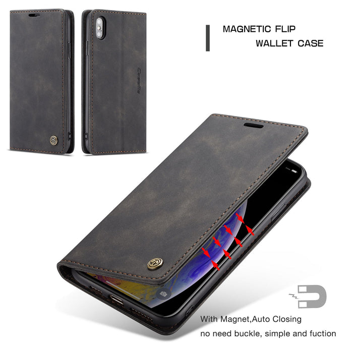 CaseMe - Etui Xiaomi en cuir, magnétique Noir