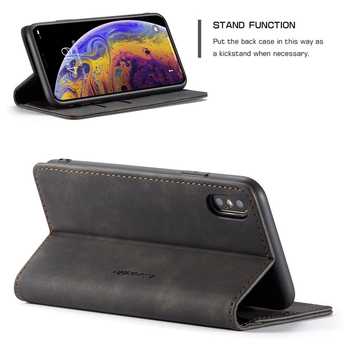 CaseMe - Etui Samsung en cuir, magnétique Noir