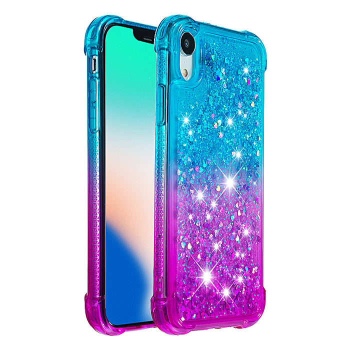 适用iPhoneXsMax四角防摔手机壳7Plus渐变流沙TPU苹果11保护套S20