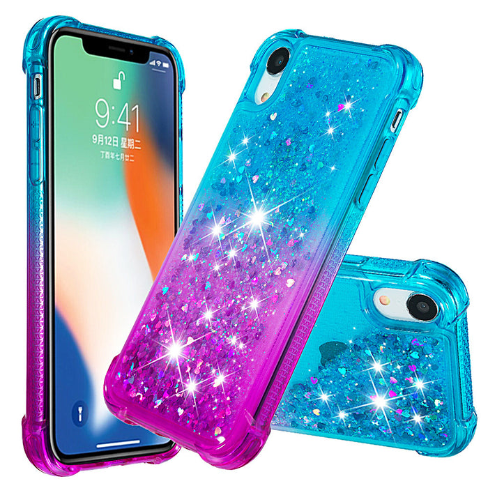 适用iPhoneXsMax四角防摔手机壳7Plus渐变流沙TPU苹果11保护套S20