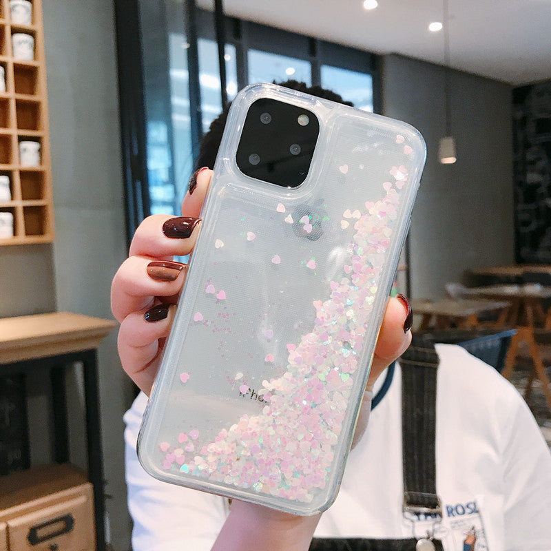 爆款iPhone12手机壳适用苹果11/X/6/7/8软边闪粉液体动态XR流沙壳