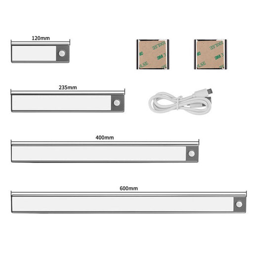 Bar LED 23cm/40cm/60cm, détecteur de mouvement, connexion par USB, blanc froid 6000K