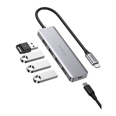 UGREEN Hub USB C 4 Ports USB 3.0 Adaptateur USB Type C Hub pour Macbook Pro Macbook Air 2020 Dell XPS USB C Smartphones Tablettes avec Port de Charge Micro USB