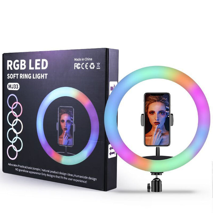 Ring light - Anneau lumineux 13'' avec trépied 1,70m et télécommande Bluetooth Multicolore
