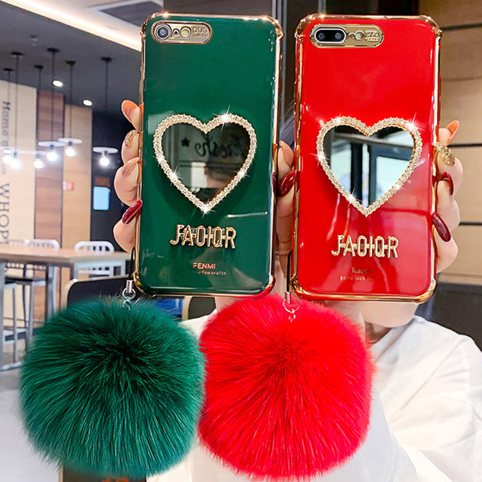 Coque iPhone avec miroir en coeur Rouge