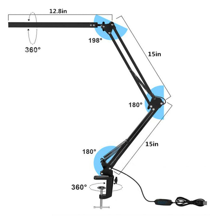 Lampe de bureau LED articulée avec pince de fixation